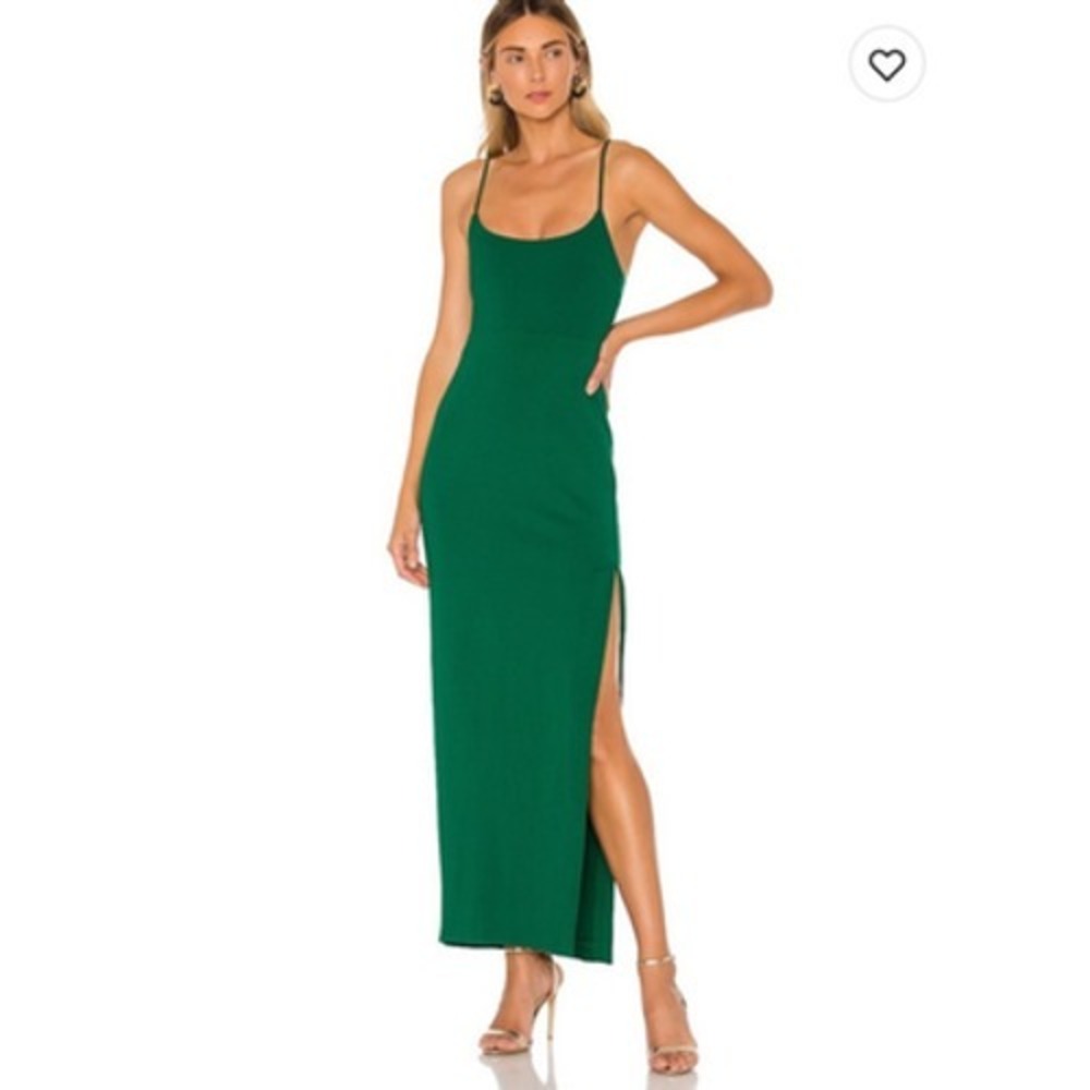 NBD‎ Dress Womens Small Green Yuni Gown Scoop Neck Cutout Maxi Slit Bodycon